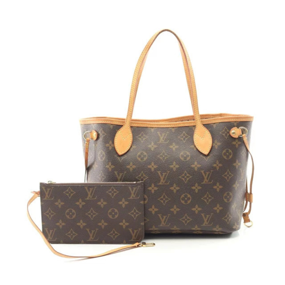Louis Vuitton Neverfull Tote Bag Canvas Leather Monogram Brown